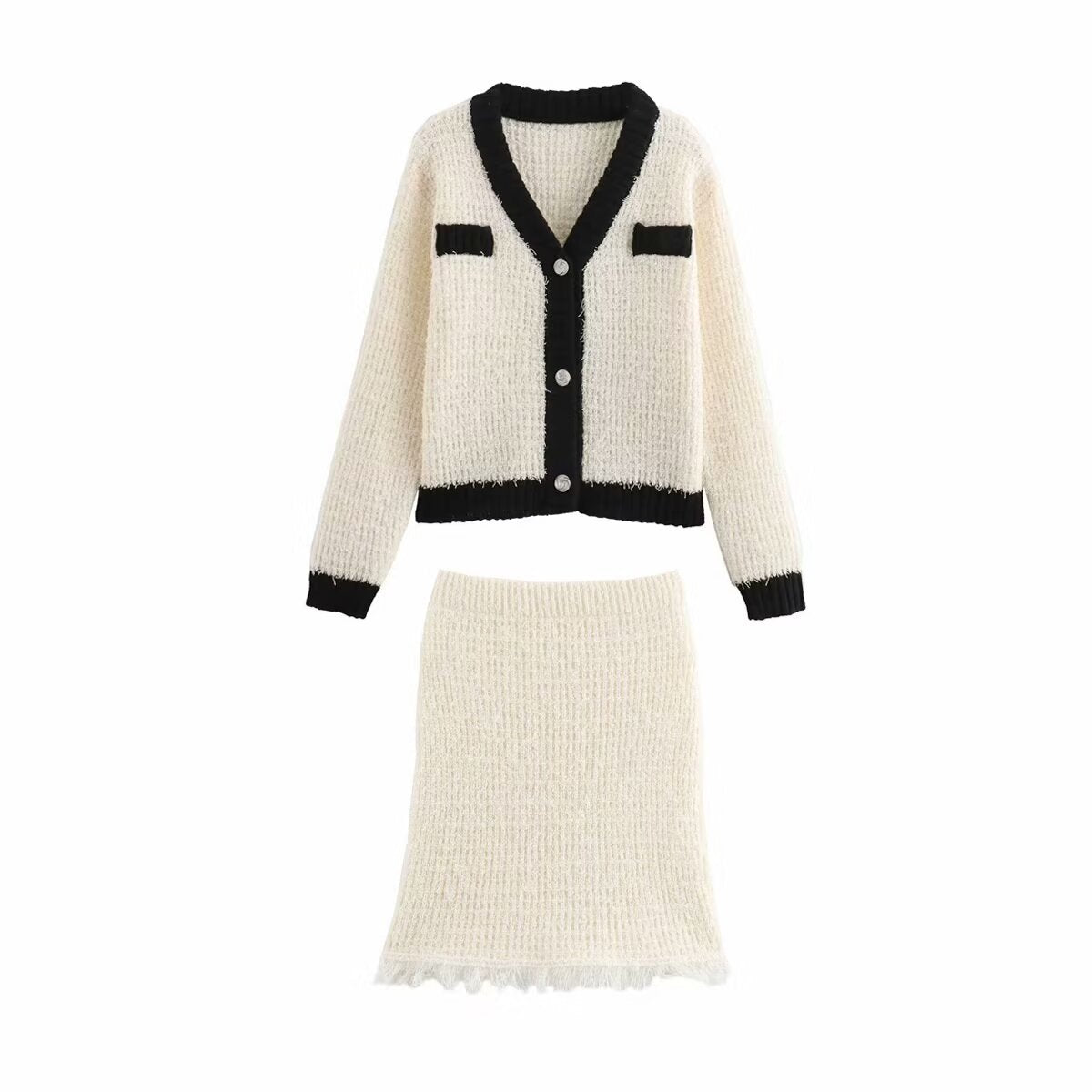 NYRA – Zweiteiliges Strick-Set mit Jacke & Rock
